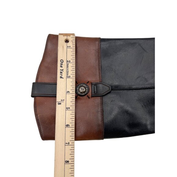 Frye Womens Black & Brown Leather Riding Boots Size 7 B With Side Zippers - Picture 4 of 9